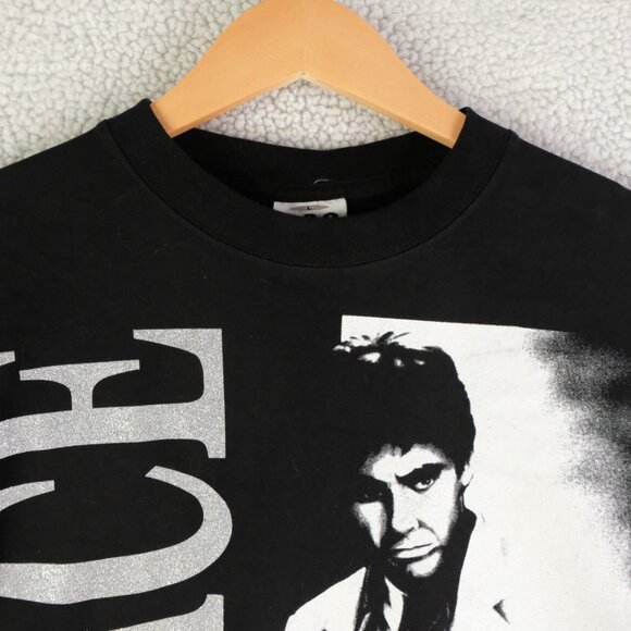Vintage Scar Face T Shirt Mens Large Black White Tony Montana Movie Tee 90s Y2K - Picture 3 of 8